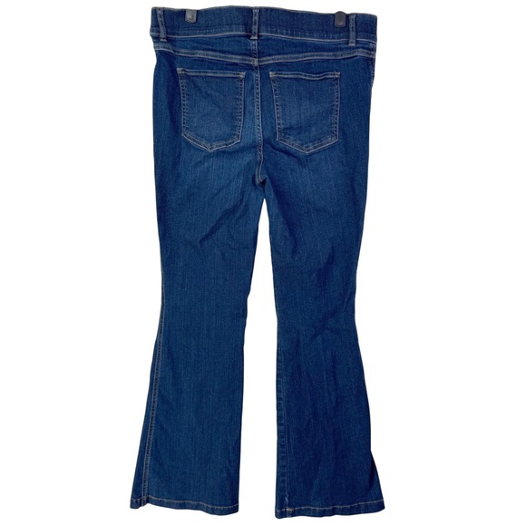 Spanx Denim Stretch Bootcut Flare Jeans Dark Wash Mid Rise Pull On Womens Large - Picture 2 of 10